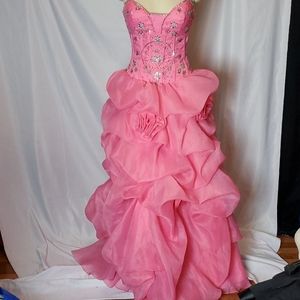 Pink prom dress, XS/S  SOLD AS IS, corset back